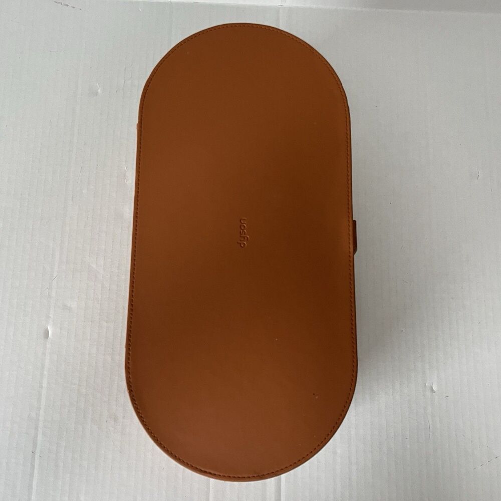 DYSON Airwrap Styler Leather Large Storage Hard Box Cognac Brown Tan CASE ONLY - Picture 3 of 12